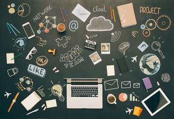 Brainstorming concepts chalkboard