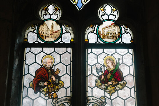 Stained glass with religious motives
