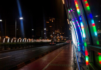 highway with lights at night