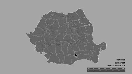 Location of Iasi, county of Romania,. Bilevel