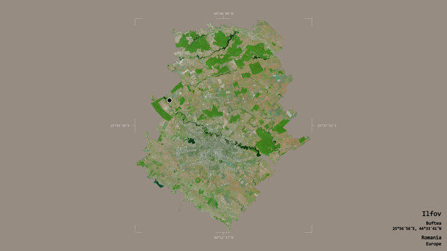 Ilfov - Romania. Bounding box. Satellite