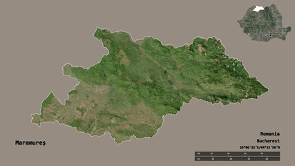 Maramures, county of Romania, zoomed. Satellite