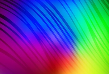 Dark Multicolor vector pattern with curved lines.