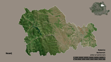 Neamt, county of Romania, zoomed. Satellite