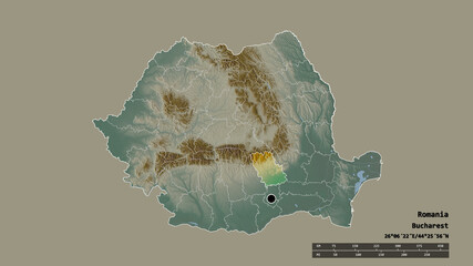 Location of Prahova, county of Romania,. Relief