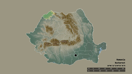 Location of Satu Mare, county of Romania,. Relief