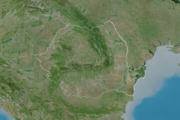 Romania borders. Satellite