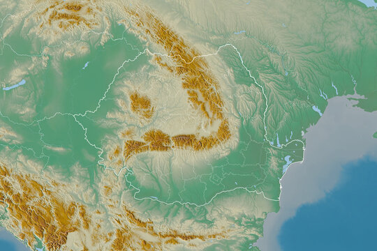 Romania borders. Relief