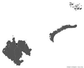 Arkhangel'sk, region of Russia, on white. Bilevel