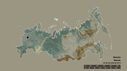 Location of Bashkortostan, republic of Russia,. Relief