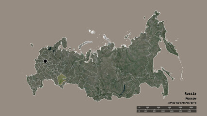 Location of Bashkortostan, republic of Russia,. Satellite