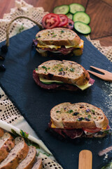 ham and cheese sandwiches plus mixed ingredients