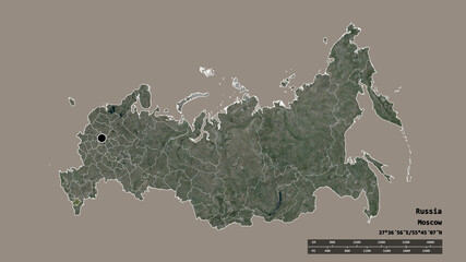 Location of Chechnya, republic of Russia,. Satellite