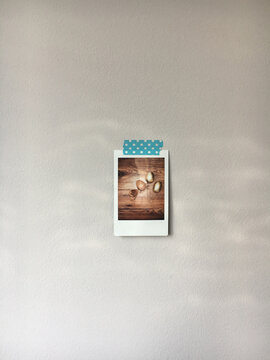 Polaroid Picture of Easter Eggs on a Wall