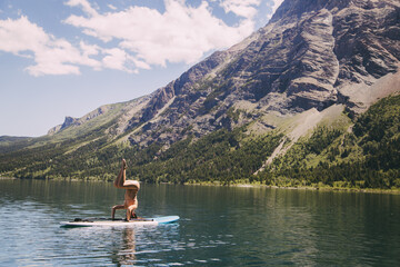 Kids Paddle Boarding in the rockies