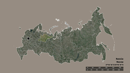 Location of Komi, republic of Russia,. Satellite