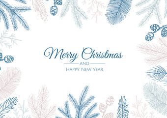 Merry christmas and happy new year abstract signs, labels or logo templates set.
