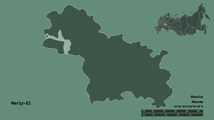 Mariy-El, republic of Russia, zoomed. Administrative