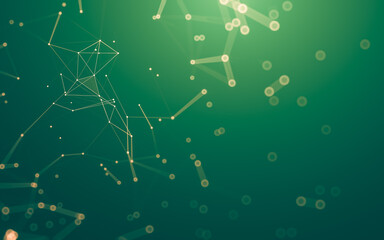 Abstract background. Molecules technology with polygonal shapes, connecting dots and lines. Connection structure. Big data visualization.