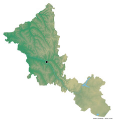 Orenburg, region of Russia, on white. Relief