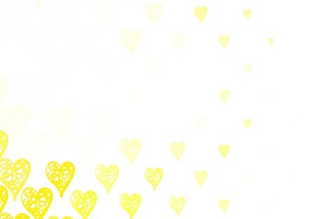 Light Yellow vector texture with lovely hearts.