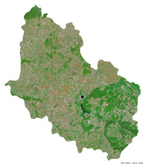 Penza, region of Russia, on white. Satellite