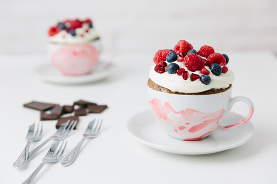 Microwave chocolate mug cake dessert