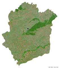 Tambov, region of Russia, on white. Satellite