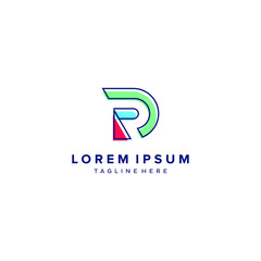 D logo initial DR letter D vector technology icon illustrations