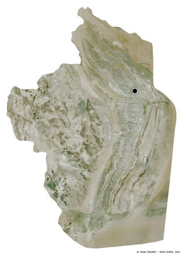 Ar Riyad, region of Saudi Arabia, on white. Satellite