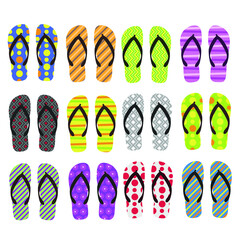 Flip Flop Beach Shoes. Vector Illustration Clipart. Design Set Collection.