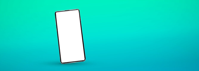 concept - cell phone in wall blue background - easy modification