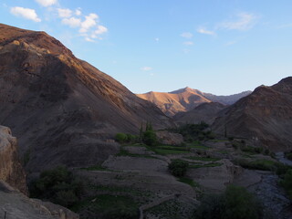 Fototapeta na wymiar The canyon called the Moonland, Lamayuru (Lamayouro), Leh, Ladakh, Jammu and Kashmir, India