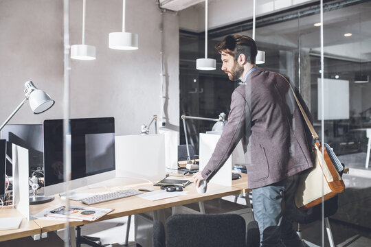 Businessman Coming at Work