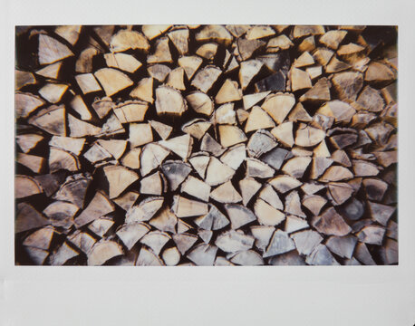 Stacked firewood instant photo