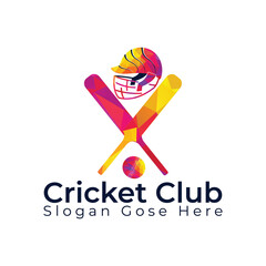 Cricket Team vector logo design. Cricket vector with elements of bat ball helmet design.