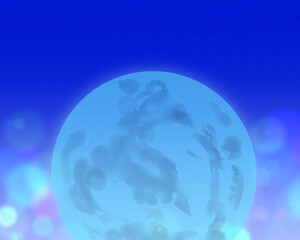 青い満月の背景素材