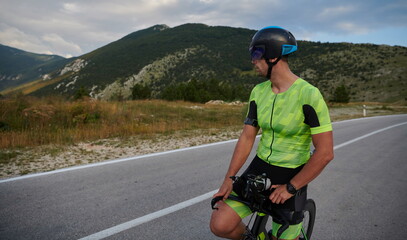 triathlon athlete riding bike