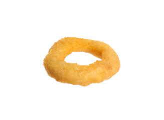 Delicious golden onion ring isolated on white