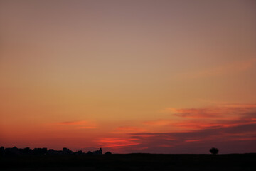 Fototapeta na wymiar Beautiful view of field at sunrise. Early morning landscape