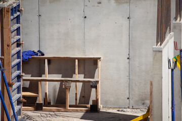 Fototapeta na wymiar Concrete blocks at a house construction site. 