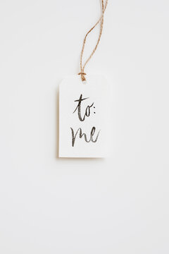 handwritten gift tag ""to me""