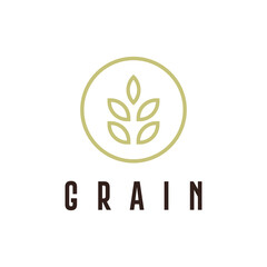 simple wheat  grain vector icon logo design