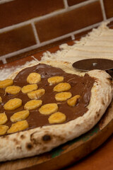 Chocolate pizza and bananas