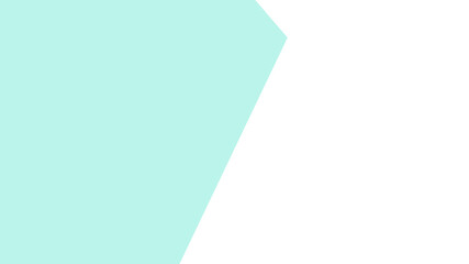 Two-tone blank background for design in trendy colors: mint and white. A horizontal background divided diagonally by two colors, a green element on a white background.