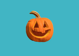 Halloween pumpkin isolated on a blue background