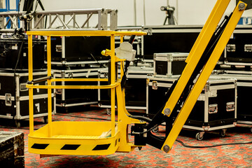 yellow crane in molding room