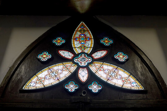 The window of the glass window grill pattern close-up