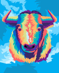 bulls illustration on isolated blue background