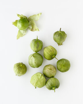 tomatillo on white background